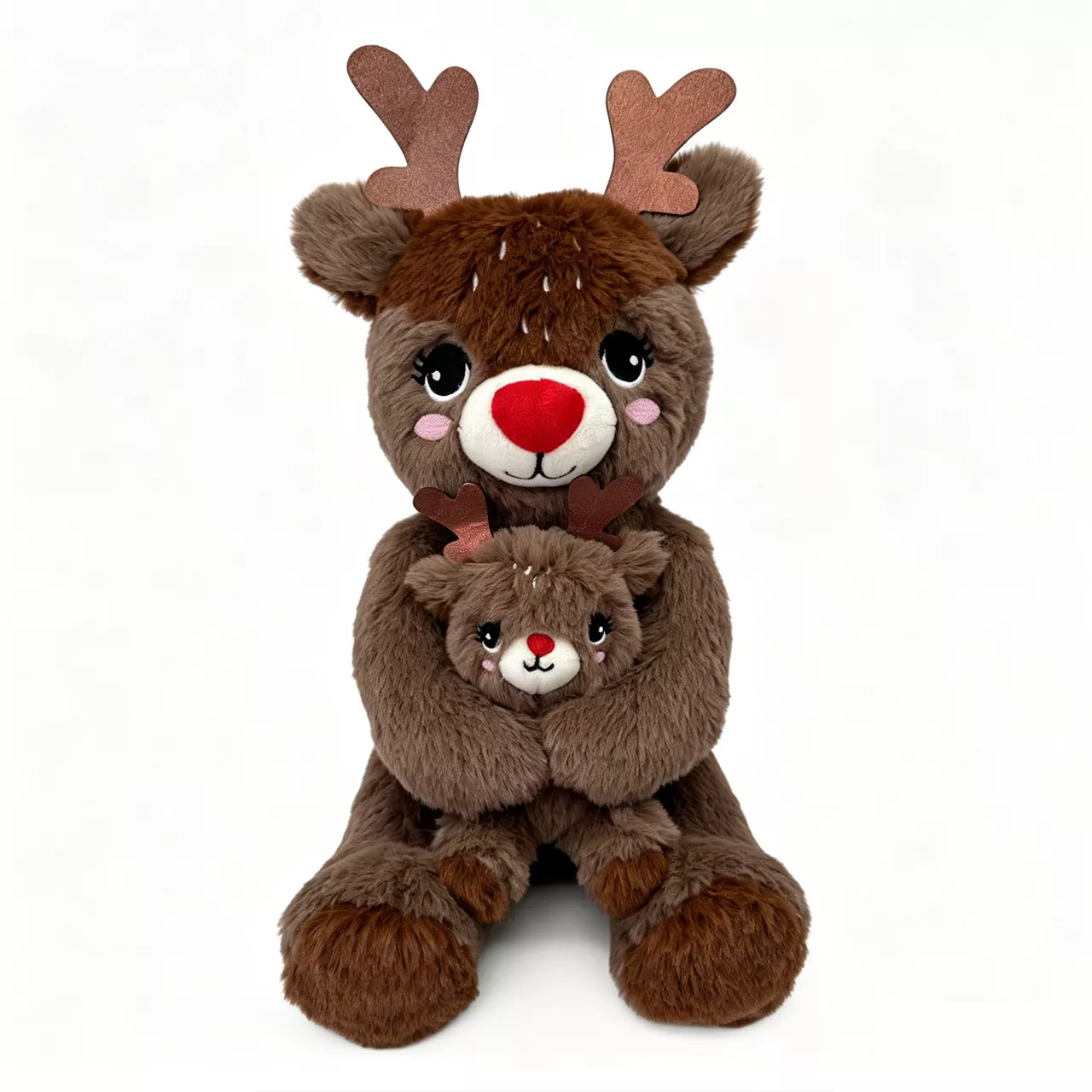 Reindeer Mommy With Baby Christmas Plush Toy